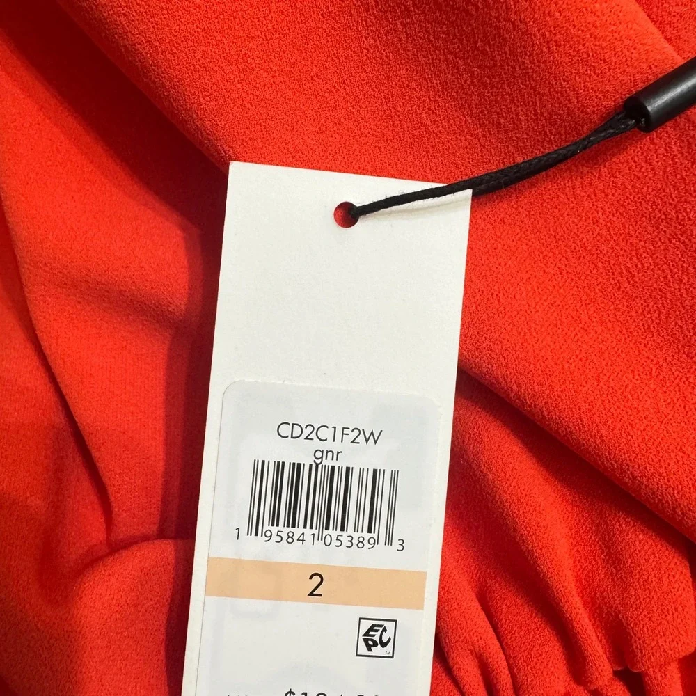 Calvin Klein‎ Belted Sheath Dress Women 2 Orange NEW CD2C1F2W Short Sleeve